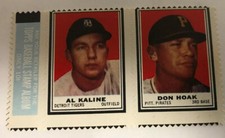 2 Topps Baseball Stamp Panel w/Tab Al Kaline Tigers & Don Hoak NMT 2 Topps Baseball Stamp Panel w/Tab Al Kaline Tigers & Don Hoak NMT