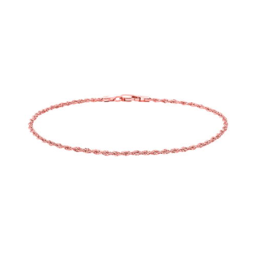 ORO SÓLIDO Oro Rosa Sólido Diamante Corte Cuerda Cadena Tobillo 14k - Imagen 1 de 17