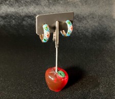 Blue Loop earrings with Flowers Novelty Jewel...