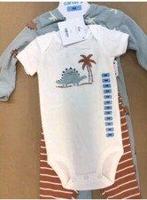 New CARTERS Infant Boys 9M 3 Piece Set Dinosaur Short and Long Sleeve