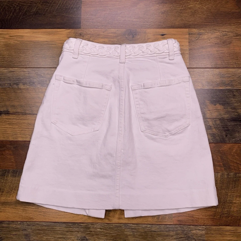 Frame Denim Mini Skirt 23 White Gold Snap Buttons Stretch - Image 2 of 4