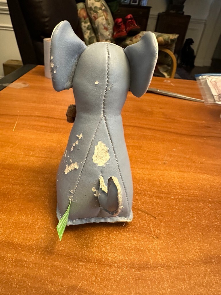 Zuny Gray Elephant Bookend Weighted /Doorstop/Paperweight Leather