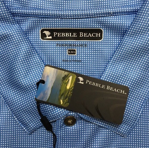 nwt pebble beach performance mens blue polo golf shirt xxl 2xl