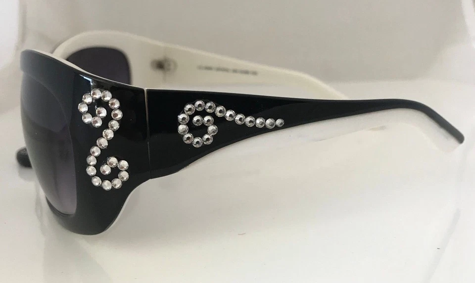 Gafas de sol Jimmy Crystal blancas y negras elegantes Swarovski Swarovski, estilo # GL888 Foto 3 de 4