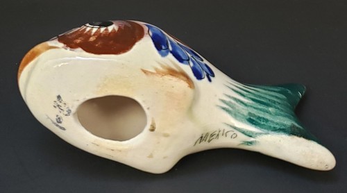 Tonala Folk Art Pottery Small Fish Figure Hand Painted Mexico Signed 3.5" - Picture 7 of 7