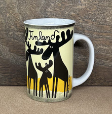 MOOSE 1 Coffee Mug Heidi Lange Finland Black & Yellow Stoneware Vintage