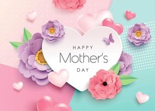8x6ft "Happy Mother's Day" Love Heart Photography Background Floral