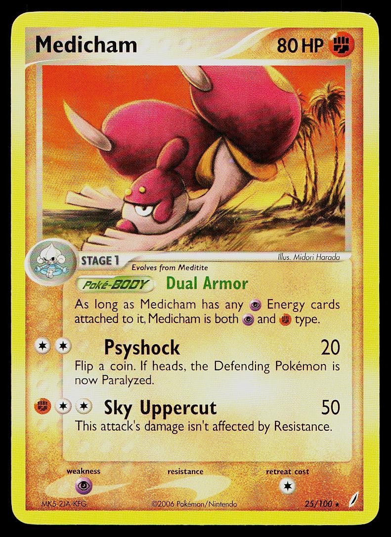 Pokemon Card Crystal Guardians Medicham 25/100 Rare