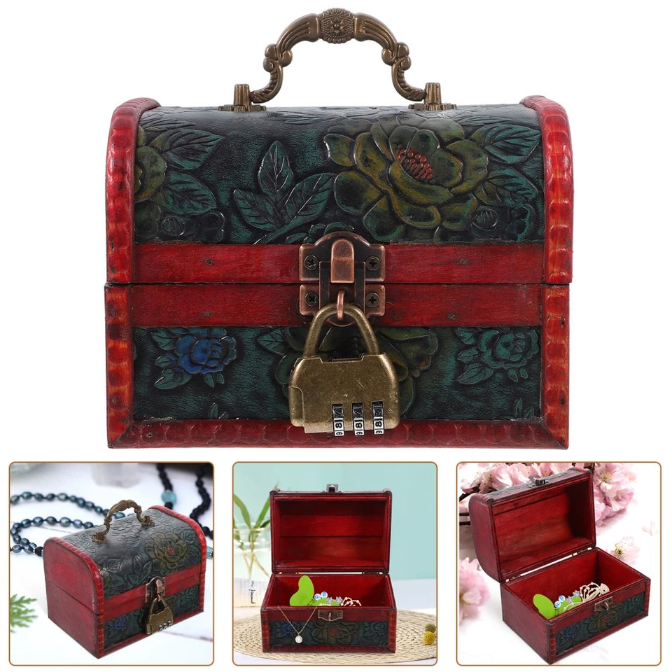  Schmuckkästchen Retro Aufbewahrungsbox Mit Schloss Truhe Aus Holz - Bild 4 von 4