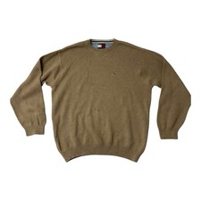 Tommy Hilfiger Brown Tan Knitted Jumper Chunky Knit Sweater Men's XL