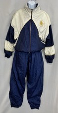 Vintage Tracksuit 80s Pants  Jacket Blue Retro Nylon Sun Front Sz L Y2K
