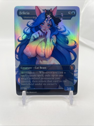 MTG  Displacer Kitten Foil Felicia DS Borderless CEDH Commander Playtest V2 - Picture 1 of 2