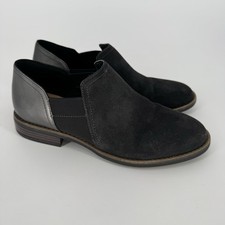 Clarks Camzin Step Womens Size 8M Black Suede Leather Slip On Loafers Shoes