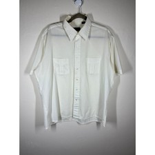 Vintage 70s 80s JCPenney Mens XL White Short Sleeve Button Up Shirt Lightweight