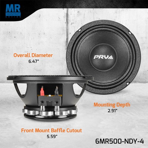 1x PRV Audio 6MR500-NDY-4 Midrange Neodymium 6.5" Speaker 4 Ohm Car Audio 500W - Picture 4 of 7