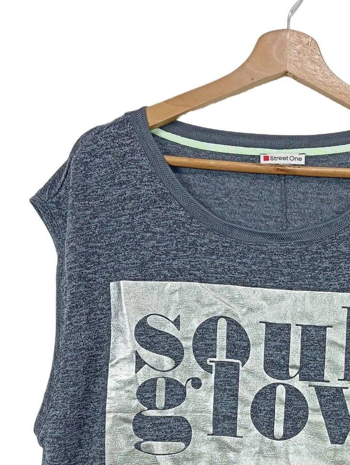 STREET ONE Camiseta estampada Mujeres Camisa Talla EU 42 azul look casual - Imagen 3 de 4