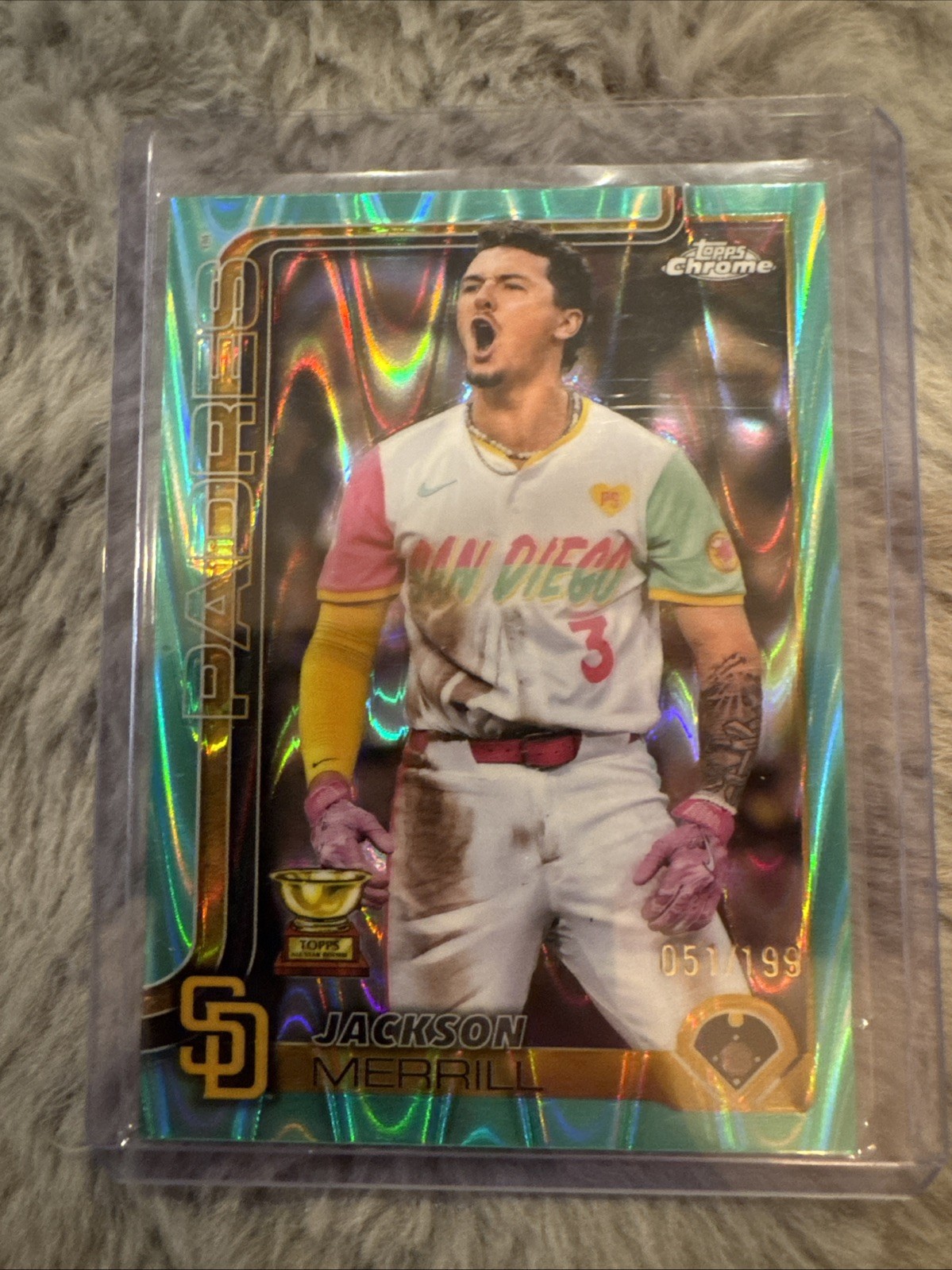 2025 Topps Chrome - Jackson Merrill #61 Aqua Raywave Refractor /199