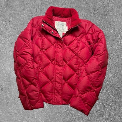 Eddie Bauer Premium Goose Down Jacket, Women's Small 700 Fill, EB 700 Red EUC