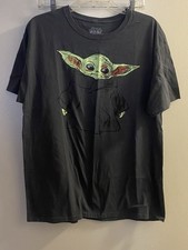 Star Wars Baby Yoda Mens Dark Gray Graphic Tee T Shirt L Large Chest 42  