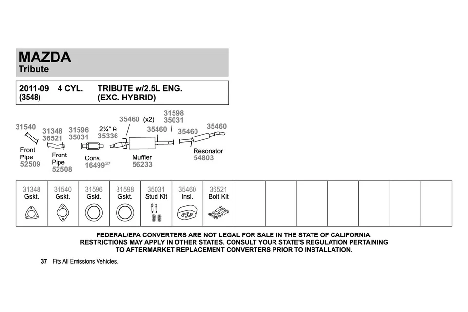 For Ford Escape 09-12 Exhaust Pipe Flange Gasket High Temperature Graphite w Foto 3 de 4