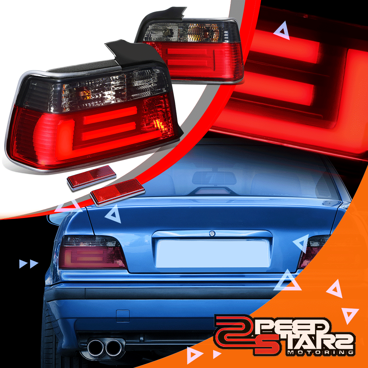FOR 92-98 E36 3-SERIES/M3 4DR SMOKED LENS HOUSING RED 3D LED BRAKE