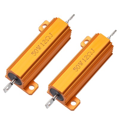 50W 12 Ohm 5% Aluminum Housing Wirewound Resistor Load Resistors Gold Tone 2pcs