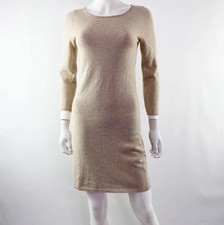 Alice + Olivia Tan Cashmere Knit Mini Sweater Dress Size S Long Sleeve Luxury