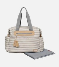 Skip Hop Riverside Ultra Light Baby Diaper Bag Satchel Grey, Oyster Strip