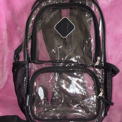 Eastsport Kids Clear Backpack Black Mesh Straps School Plastic Adjustable Zip