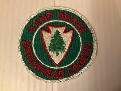 Camp Drake Arrowhead Council Twill Flat Rolled Edge Camp Patch Older Issue