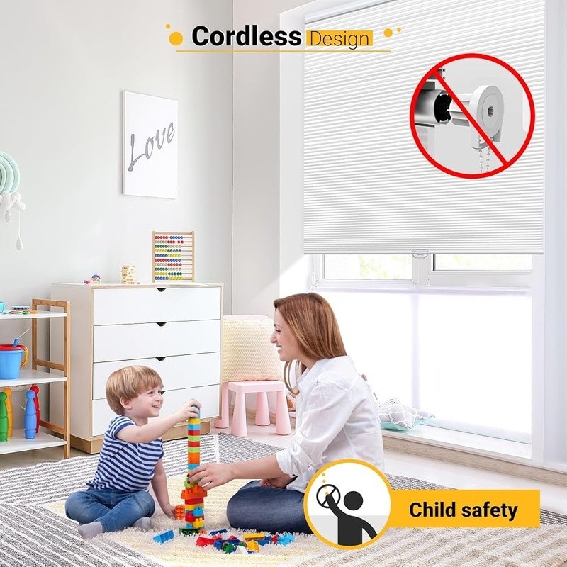 Cordless Blackout Cellular Shades Noise Reduction UV Protection Privacy Control