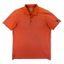 Adidas Golf Polo Shirt Men's Large Short Sleeve Orange Stripes Performance