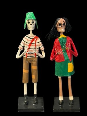 Rare ~ Chavo Del Ocho & Chilindrina 10'' Día De Los Muertos Catrina/s Folk Art