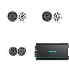 Kicker Marine  2 Pair  6.5" Coaxial, 4" Coaxial  48KMA6006 6-Ch Amp Boat A...