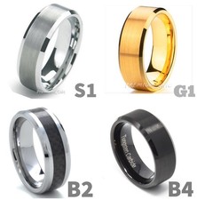 Tungsten Carbide Ring Mens Engagement Wedding Band Silver Black Rose Gold Plated