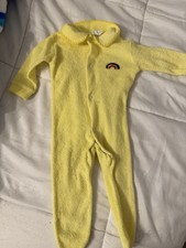 Vintage Baby Yellow Terry Cloth One-Piece Sleeper w Rainbow 0-3 months
