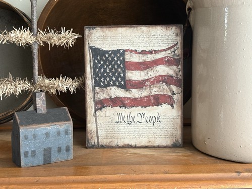 Primitive Amerikanische Flagge Patriotisch 4. Juli Druck auf Leinwand Karton 8x10" - Bild 5 von 9