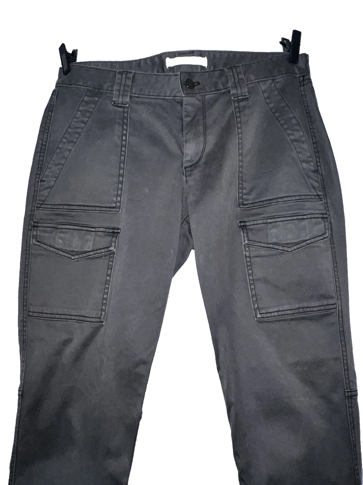 Ann Taylor Loft 裤子女式 8 码深灰色工装口袋朱莉弹力棉 — 第 2/4 张图片