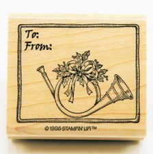 Stampin Up Christmas Gift Tag Rubber Stamp, Wood Mounted, made in 1998