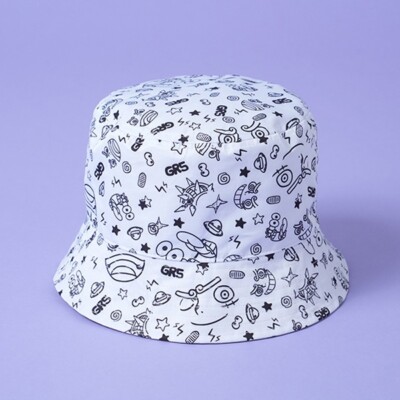One Piece GEAR5 POP all-over pattern Bucket Hat reversible WHITE Japan New  - Main Image