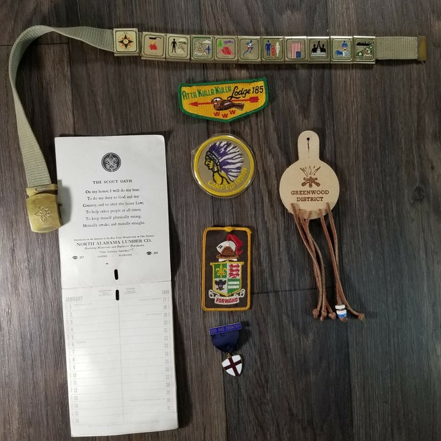 Vintage Boy Scouts Belt With Metals Patches Oath Log God & Country Medal 1940's eBay