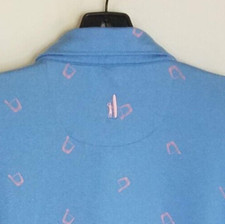 Johnnie-O Performance Cocktail Pattern Blue Golf Polo Shirt Men's Size XL