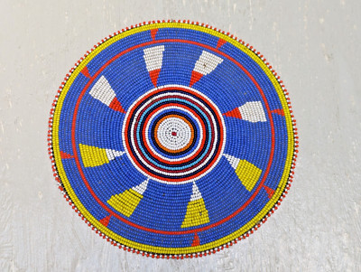 Vintage Indianer Indianer Glasperlen Medaillon Lederrücken Untersetzer Kanada