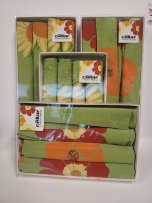 The Cellar Vtg Sunflower 16 Placemats Napkins Yellow Green Orange Set NEW Macy's