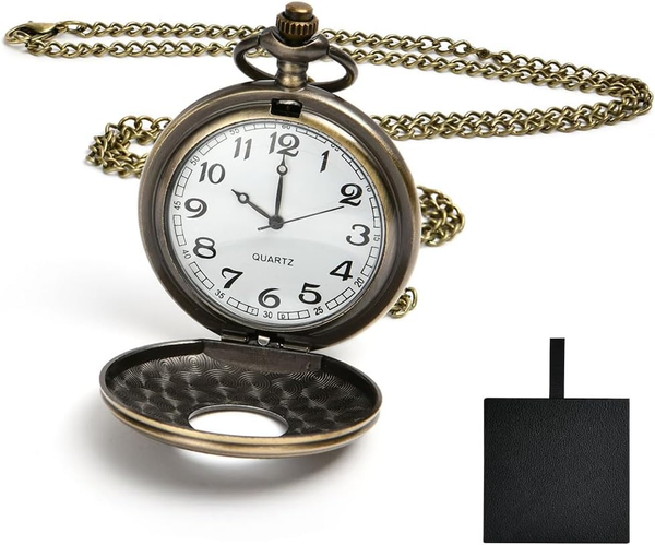 Vintage Taschenuhr Retro Quarz Mit Kette FüR Herren & Damen Klassisches Geschenk-image