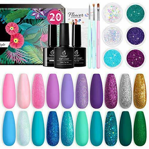 Beetles Gel Nail Polish Kit, Mermaid 20 Colors Soak Off Gel Polish Starter