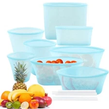 2 Set Silicone Bags Reusable Storage Multipurpose Ziplock Food Fruits Organizer