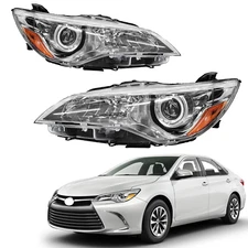 For 2015 2016 2017 Toyota Camry Pair Projector Headlight Assembly Chrome LH RH