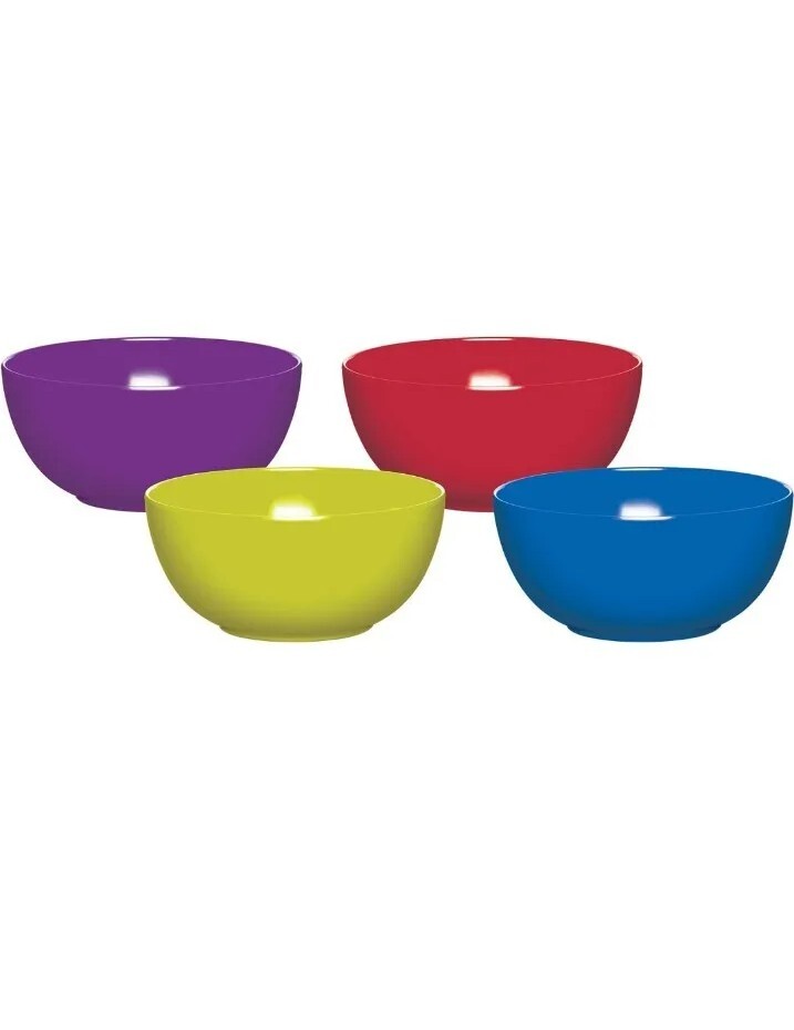 Colourworks Plastic Bowls 8 for Parties and Children or Camping, Melamine (A)