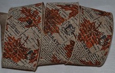 Wired Ribbon Thanksgiving Maple Leaf Tan Woven Newsprint Fall 2.5" Harvest Bow